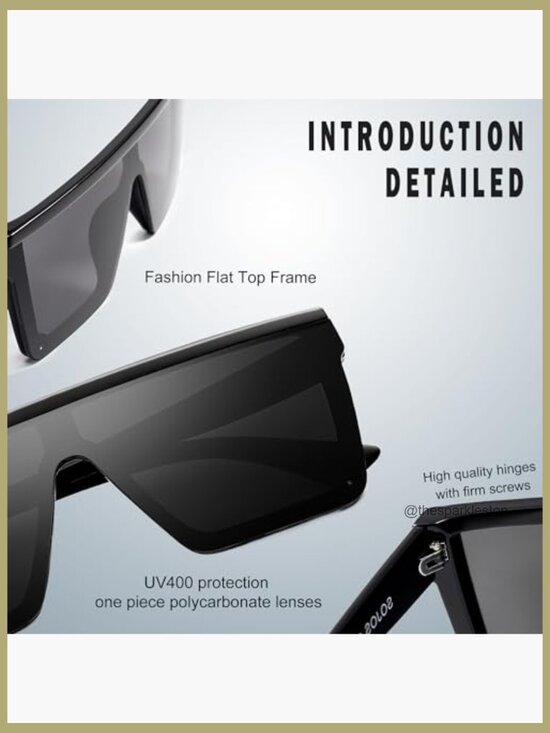 Square Big Sunglasses Thick Frame Flat Top Mirrored Shades Goggle Siamese Lens main image 5